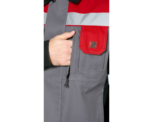 Куртка мужская летняя "Виват" серо-черно-красная