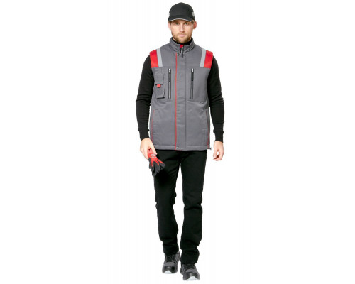 Жилет мужской утеплённый рабочий «Авангард» серый-красный