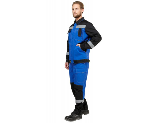 Костюм мужской рабочий летний «Гудзон» NEW василёк-чёрный